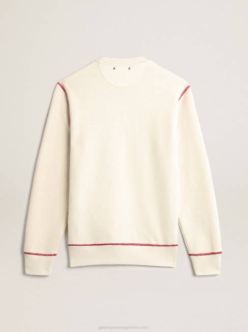 Golden Goose hombres sudadera heritage blanca con logo cny 6846786