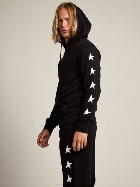 Golden Goose hombres sudadera negra de la colección star de alighiero con estrellas blancas en contraste 6846754