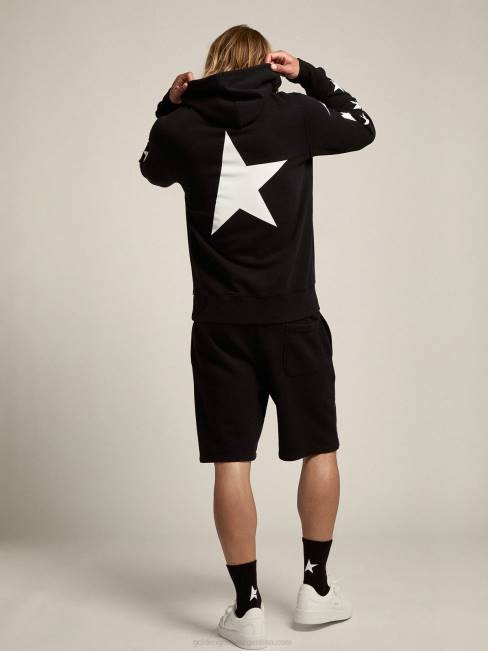 Golden Goose hombres sudadera negra de la colección star de alighiero con estrellas blancas en contraste 6846754