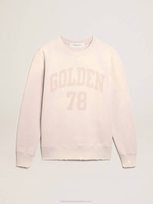 Golden Goose hombres sudadera rosa pálido con acabado envejecido 6846730