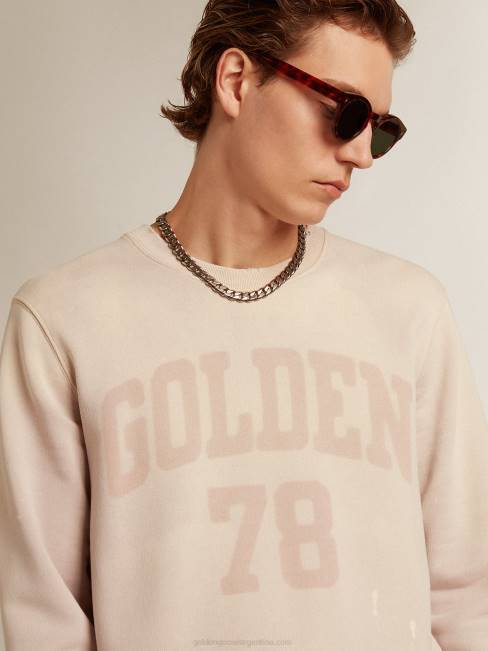 Golden Goose hombres sudadera rosa pálido con acabado envejecido 6846730