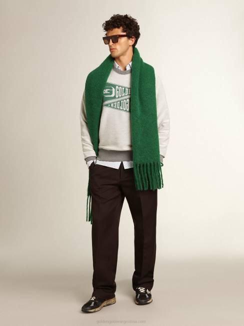 hombres sudadera de la colección gris melange con estampado verde dorado 6846753