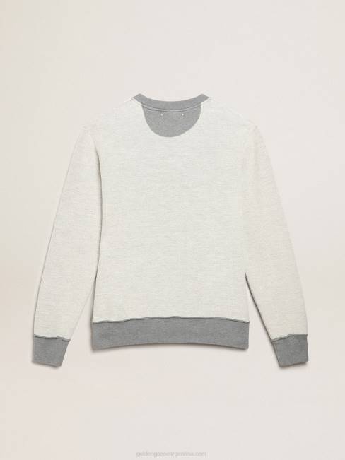 hombres sudadera de la colección gris melange con estampado verde dorado 6846753