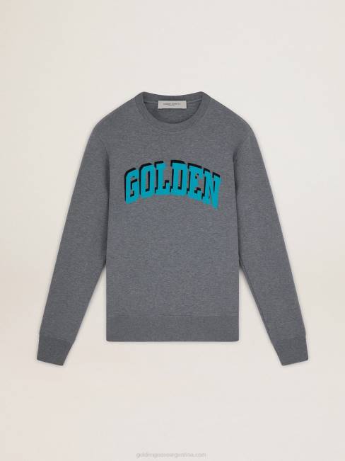 hombres sudadera gris de la colección journey con letras en contraste dorado turquesa 6846767