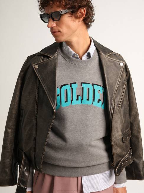 hombres sudadera gris de la colección journey con letras en contraste dorado turquesa 6846767