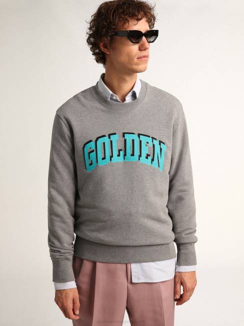 hombres sudadera gris de la colección journey con letras en contraste dorado turquesa 6846767