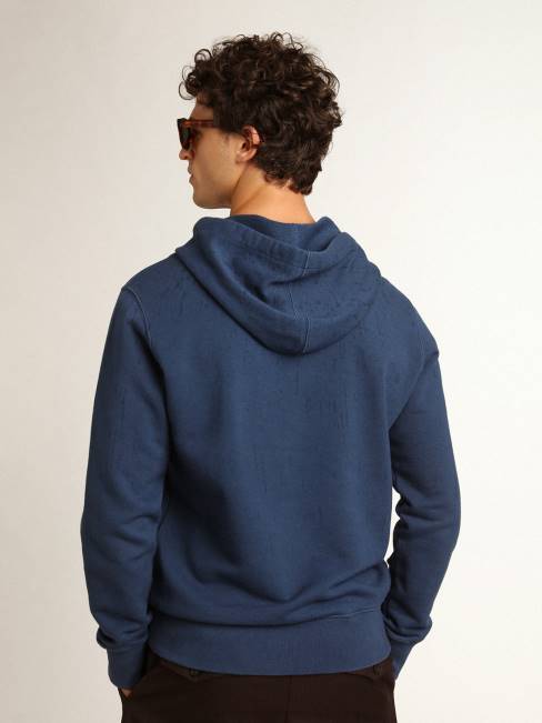 hombres sudadera midshipman-blue Journey collection con lettering 78 dorado y tratamiento efecto lluvia 6846739