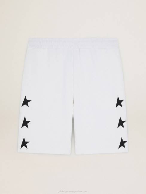 Golden Goose hombres Bermudas diego star collection en blanco vintage con estrellas negras en contraste 6846751