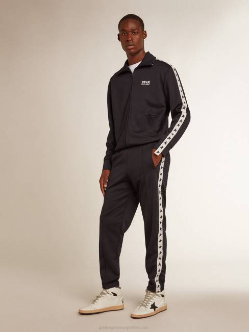 Golden Goose hombres Joggers azul oscuro con tira a contraste y estrellas 6846701