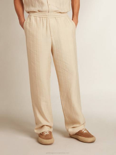Golden Goose hombres Joggers de lino color pergamino 6846780