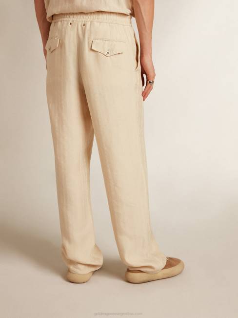 Golden Goose hombres Joggers de lino color pergamino 6846780