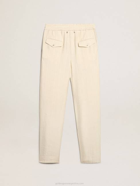 Golden Goose hombres Joggers de lino color pergamino 6846780