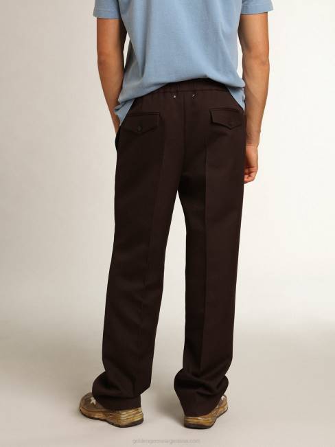 Golden Goose hombres Pantalón jogging de pernera ancha color regaliz colección journey 6846746