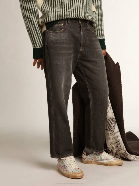 Golden Goose hombres Vaquero cory negro con efecto lavado a la piedra de la colección Journey 6846801