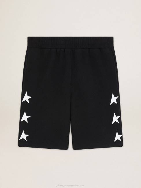 Golden Goose hombres bermudas negras con estrellas blancas en contraste 6846763