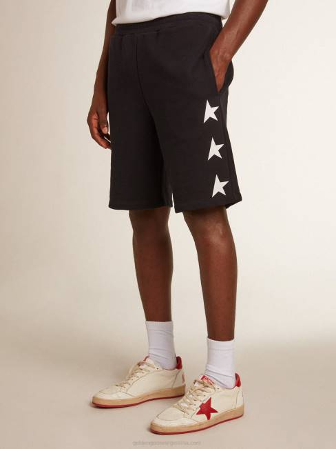 Golden Goose hombres bermudas negras con estrellas blancas en contraste 6846763