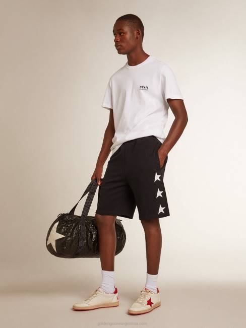 Golden Goose hombres bermudas negras con estrellas blancas en contraste 6846763