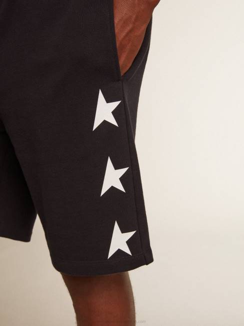 Golden Goose hombres bermudas negras con estrellas blancas en contraste 6846763