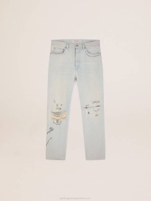 Golden Goose hombres colección jeans blanqueados con tratamiento envejecido 6846716