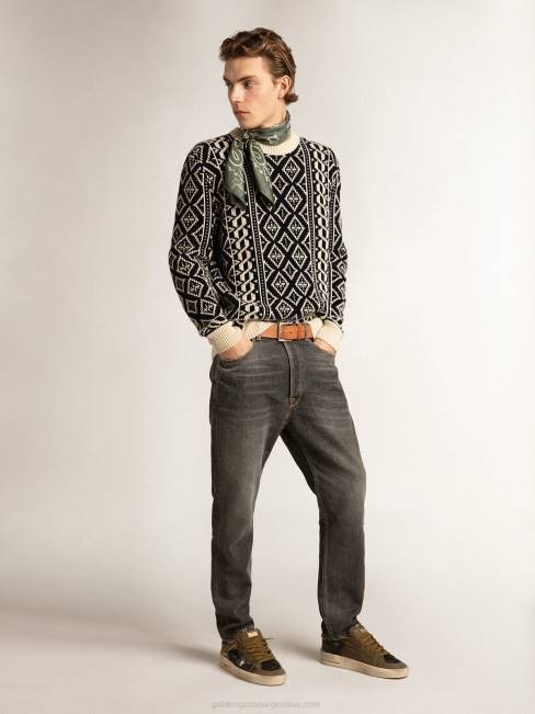 Golden Goose hombres jeans ajustados negros con lavado medio 6846788