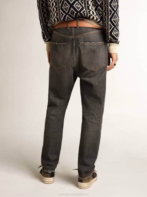 Golden Goose hombres jeans ajustados negros con lavado medio 6846788