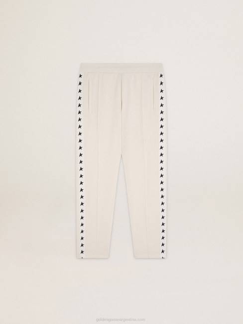 Golden Goose hombres joggers blancos con estrellas negras en los costados 6846742