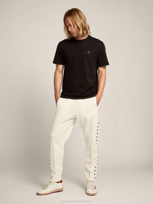Golden Goose hombres joggers blancos con estrellas negras en los costados 6846742