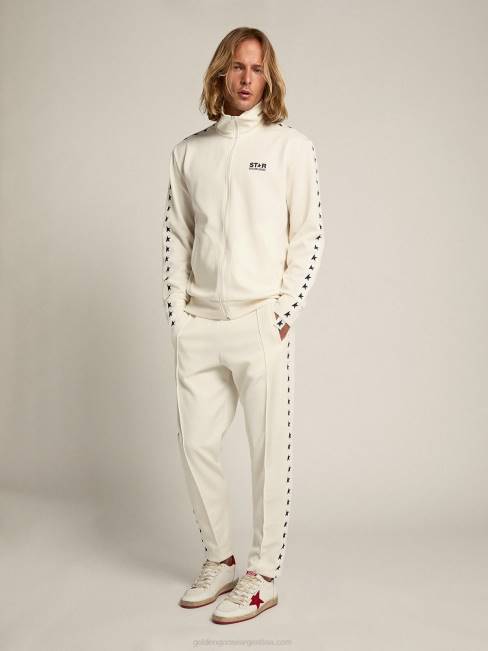 Golden Goose hombres joggers blancos con estrellas negras en los costados 6846742