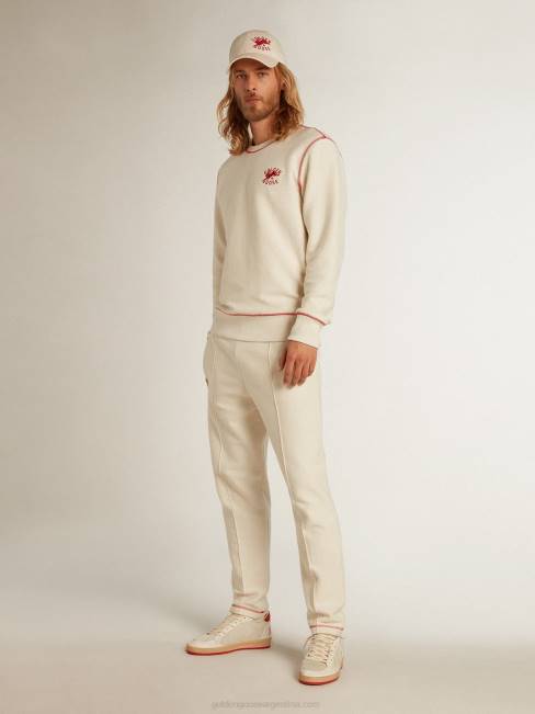 Golden Goose hombres joggers heritage blancos con logo cny 6846802