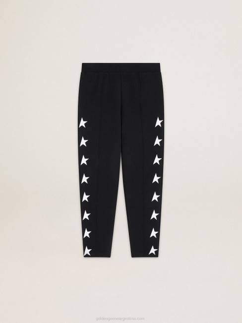 Golden Goose hombres joggers negros con estrellas blancas en contraste 6846761