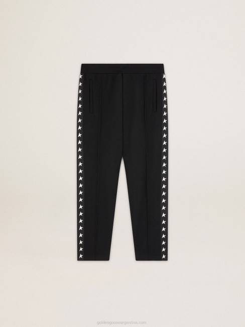 Golden Goose hombres joggers negros con estrellas blancas en los costados 6846764