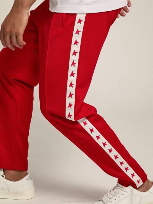 Golden Goose hombres joggers rojos con estrellas rojas en los costados 6846756