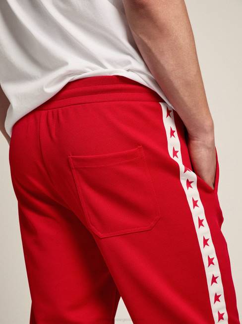 Golden Goose hombres joggers rojos con estrellas rojas en los costados 6846756