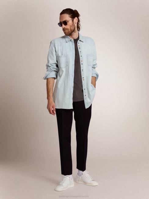 Golden Goose hombres pantalones colección milano en lana azul oscuro 6846825