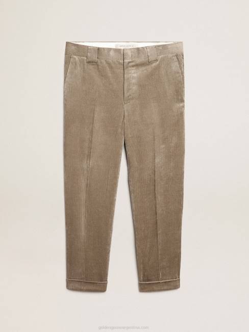 Golden Goose hombres pantalones de pana beige claro 6846782