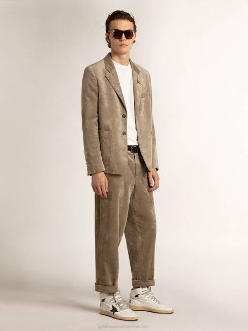 Golden Goose hombres pantalones de pana beige claro 6846782