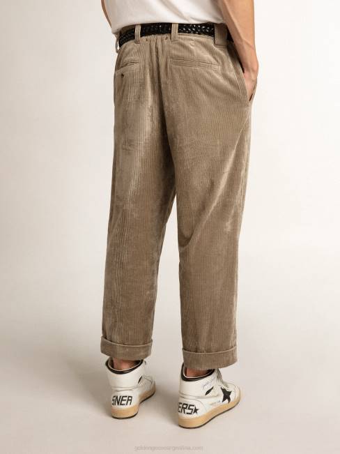Golden Goose hombres pantalones de pana beige claro 6846782
