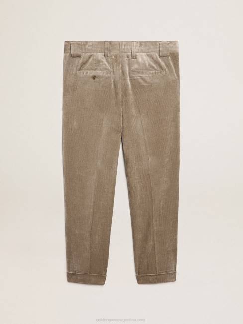 Golden Goose hombres pantalones de pana beige claro 6846782