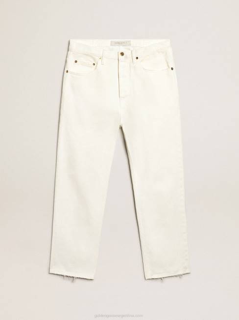 Golden Goose hombres vaqueros blancos con efecto lavado a la piedra 6846787