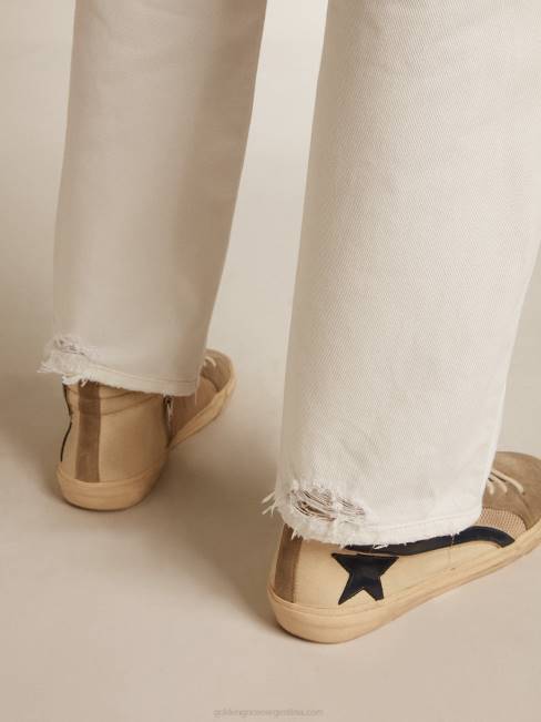 Golden Goose hombres vaqueros blancos con efecto lavado a la piedra 6846787