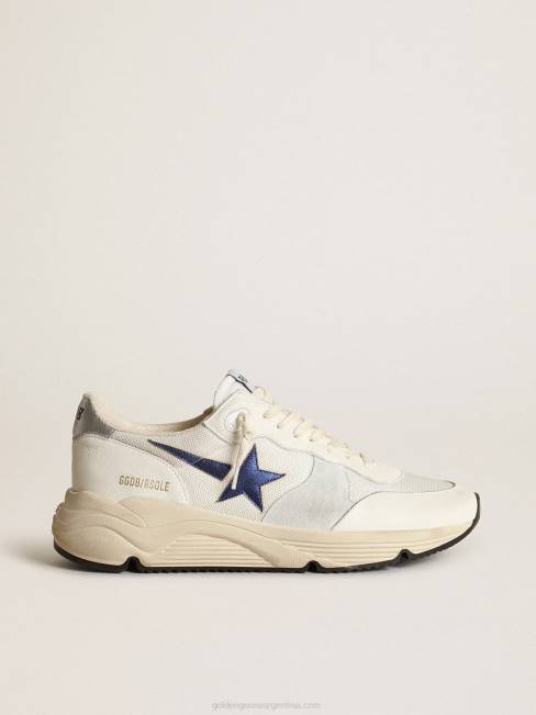 Golden Goose hombres suela de running de malla blanca y napa con estrella azul 6846653