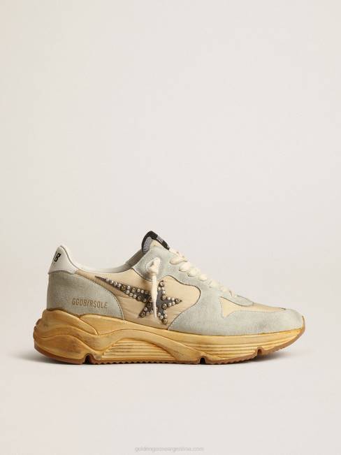 Golden Goose hombres suela de running gris hielo con estrella de ante con tachuelas 6846625