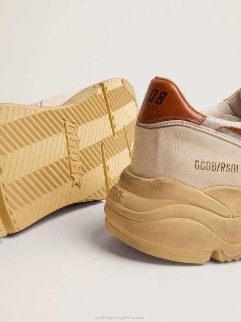 Golden Goose hombres zapatillas deportivas running sole ltd con estrella de piel marrón con estampado de lagarto y refuerzo del talón de piel color canela 6846517
