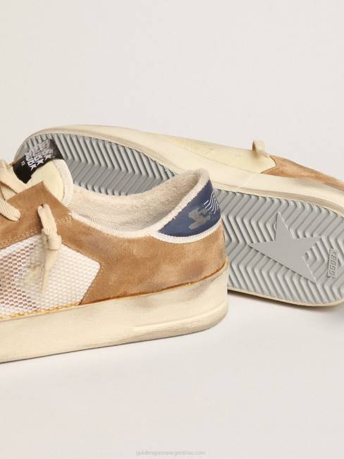 Golden Goose hombres stardan de nailon y malla beige con inserciones de ante color tabaco 6846604