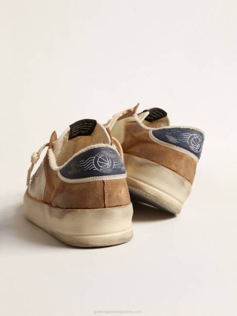 Golden Goose hombres stardan de nailon y malla beige con inserciones de ante color tabaco 6846604