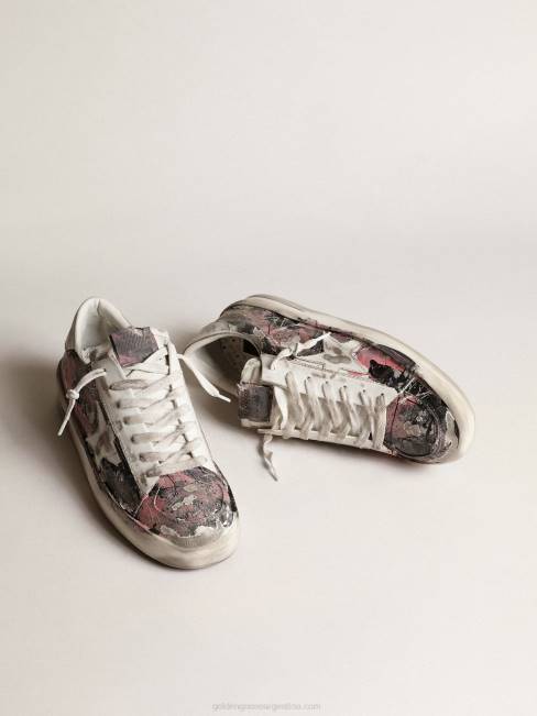 Golden Goose hombres stardan lab de cuero con salpicaduras de pintura multicolor por toda la superficie 6846674