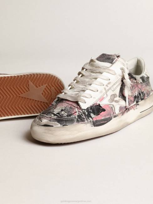 Golden Goose hombres stardan lab de cuero con salpicaduras de pintura multicolor por toda la superficie 6846674