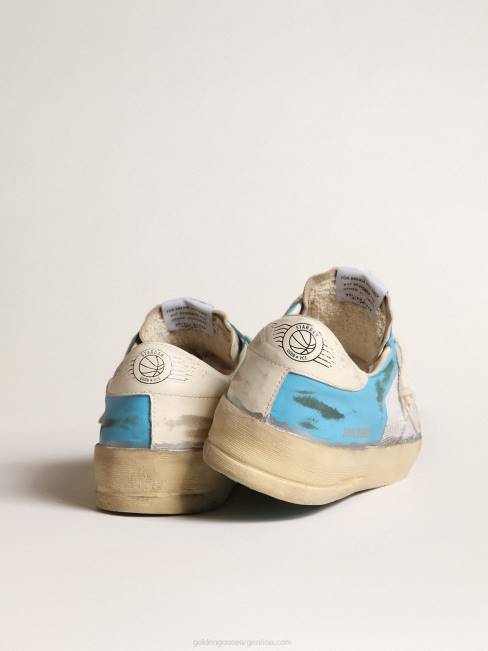 Golden Goose hombres stardan lab de napa azul claro y malla blanca 6846612