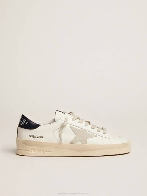Golden Goose hombres zapatillas stardan con estrella de ante gris hielo y refuerzo del talón de piel negra brillante 6846509