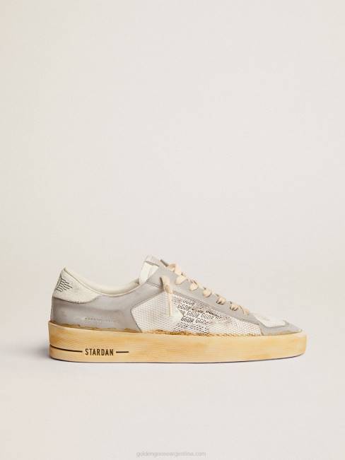 Golden Goose hombres zapatillas stardan con estrella de piel blanca con estampado ggdb y refuerzo del talón de piel craquelada blanca 6846573